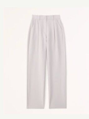 Abercrombie & Fitch Curve Love Ultra High Rise Relaxed Straight Pants in Taupe